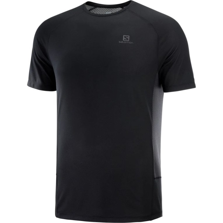 Black Salomon Cross Rebel Short Sleeve Men's T-Shirts | IE TB7864